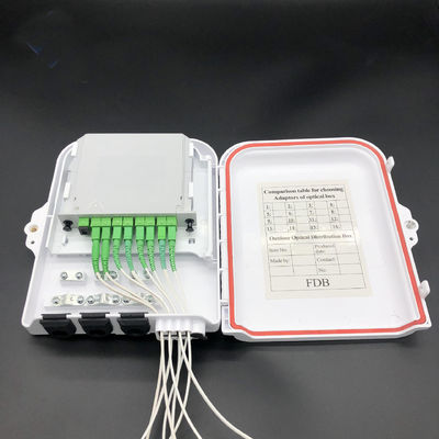Αγορά 1*8 Μονάδα διαχωριστή FTTH Κουτί διαχωριστή οπτικών ινών Άκοπο καλώδιο ABS Λευκό επιβραδυντικό φλόγας UL94 V0 ηλεκτρονική κατασκευή