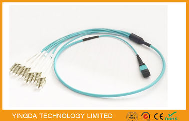 Αγορά 100G καλώδιο OM3-300 QSFP MTP MPO με το διπλό Uniboot συνδετήρα Aqua 6 Χ LC ηλεκτρονική κατασκευή