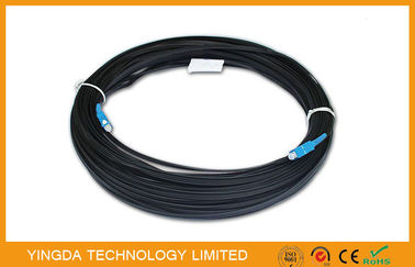 Αγορά 1 αυτοφερόμενο FTTH Sc σκοινιού μπαλωμάτων πυρήνων - καλώδιο πτώσης οπτικών ινών Sc μαύρο FRP LSZH ηλεκτρονική κατασκευή