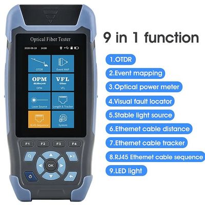 1310/1550nm SM Δοκιμαστική εμβέλεια 5m-60Km Mini OTDR 9 σε 1 Δοκιμαστής με προσαρμογέα APC UPC SC/FC/ST/LC