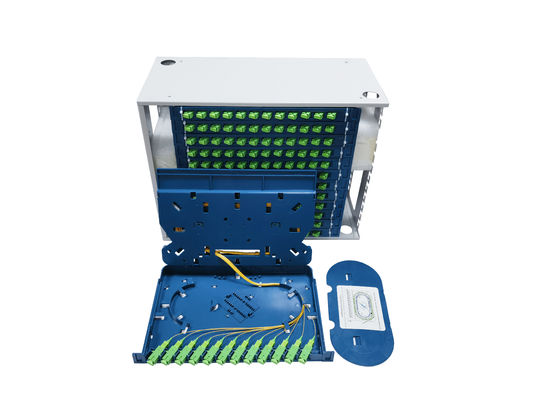 Πίνακας συσσωρευτών οπτικών ινών 19' Max Capacity 144 Fiber SC LC FC ST Connector Rack Mount With Integrated Splice Tray 12 Port