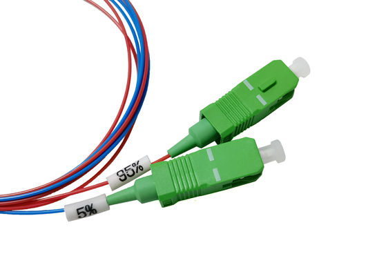 Φύλλα οπτικής FBT Splitter 1:2 5% 95% αναλογία Δύο σύνδεσμοι παραθύρων υψηλή σταθερότητα και αξιοπιστία ακριβής αναλογία σύνδεσης για FTTH