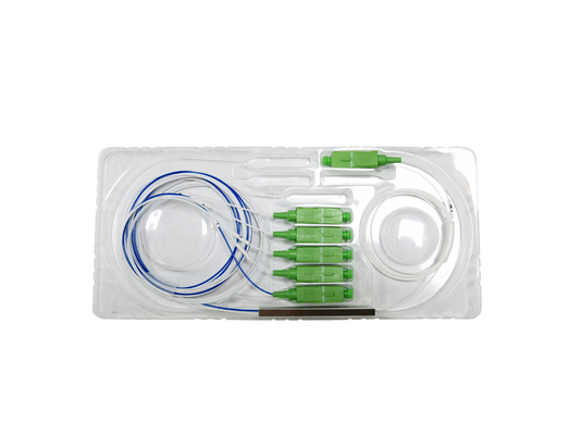 Τιμή εργοστασίου FTTH Μη Ισορροπημένο 1*5 Mini Type PLC Splitter SC Connector Οπτικών Ινών Τηλεπικοινωνιών Ισχύος για Συστήματα Οπτικών Δικτύων