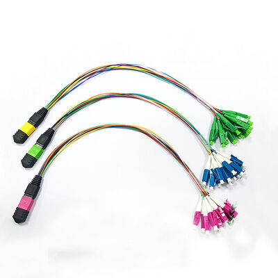 12core MPO-LC Multimode Fiber Optic Breakout Patch cable 0,9mm για τις κασέτες MPO και τα μονωτά περιβλήματα